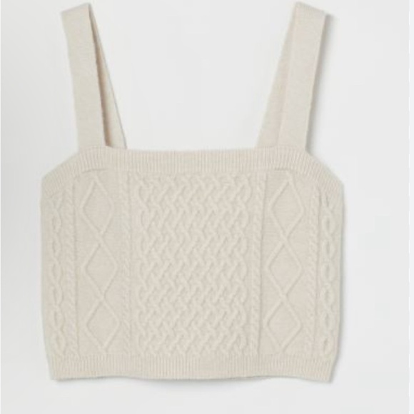 H&M Cable-knit Crop Top off-white size Medium - Picture 1 of 5